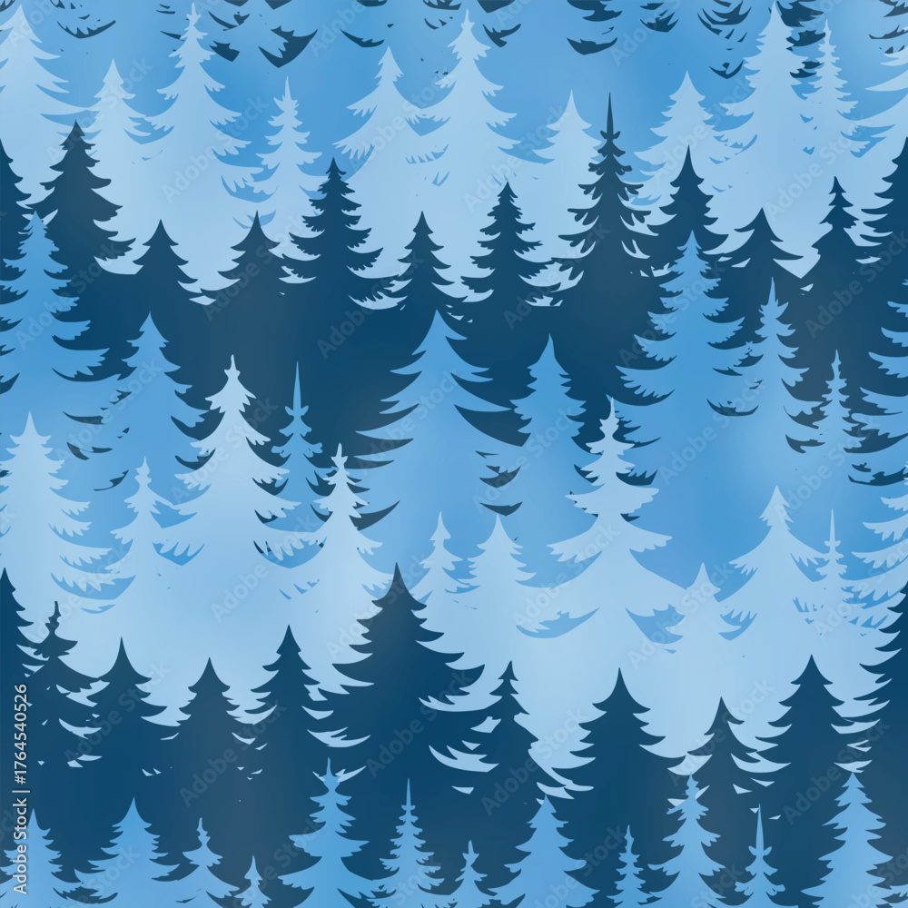 Fototapeta premium Seamless pattern, coniferous forest, vector design