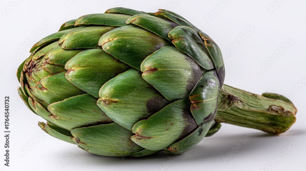 Obraz premium Fresh and Natural Green Artichoke Isolated on White Background Perfect for Healthy Eating, Cooking, or Organic Food Concept Images