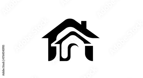 Abstract House Logo Design Symbolizing Growth and Security.