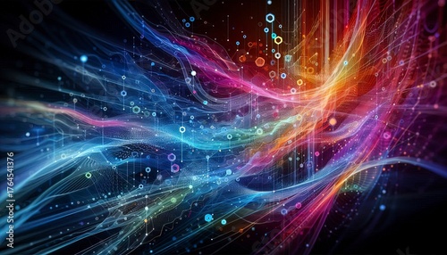 energy streaks of fractal realms, abstract technology illustration