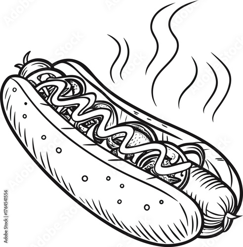 Delicious hot dog with mustard and relish ready to eat delicious food isolated on transparent background