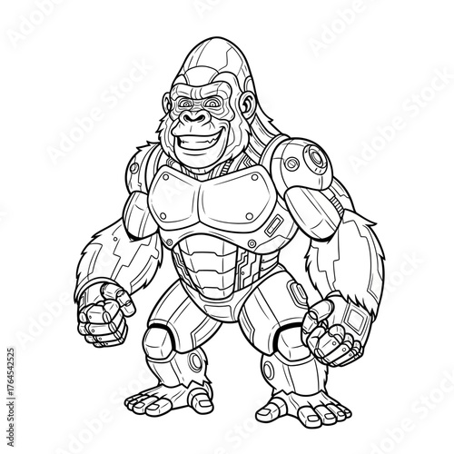 Wallpaper Mural Robotic Gorilla Cyborg Creature Standing Strong. Torontodigital.ca