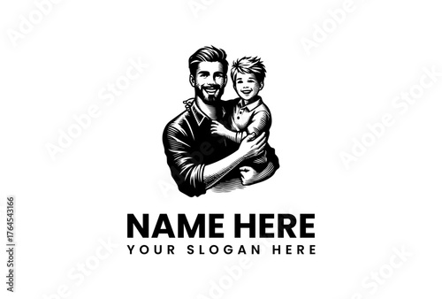 Father and Son Embrace Smiling Expressing Love and Family Bond.