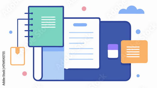 A notetaking app interface with sectioned notebooks easy tagging features and integrated voice memo functionality for versatile user input.