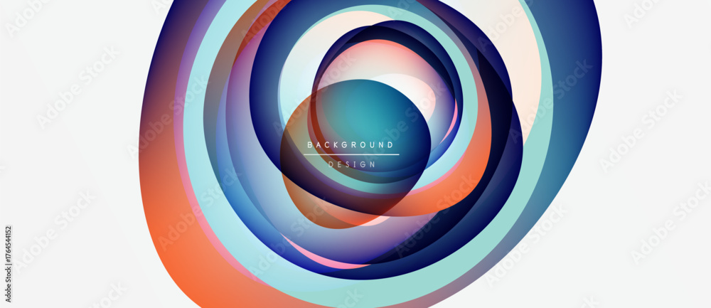 Fototapeta premium Abstract concentric circles, vibrant colors blend. Modern design element, suitable background texture. Smooth gradients create dynamic visual impact.