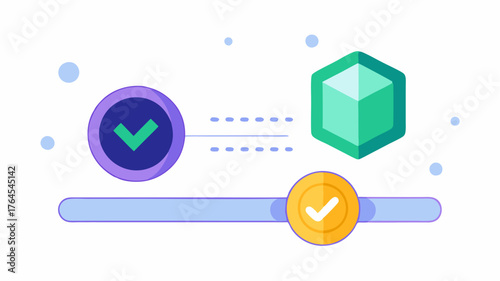 A transaction progress screen loading with a visual indicator of the blockchain confirming the transaction including estimated completion time.