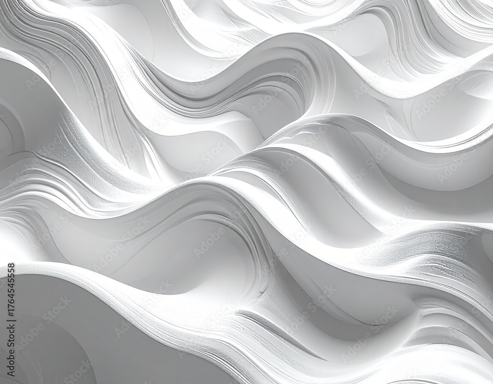 Obraz premium Minimal white wavy 3D geometric background pattern