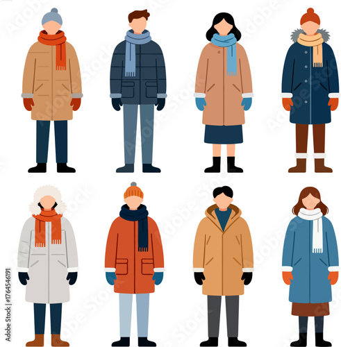 vector illustration of a set of winter clothes