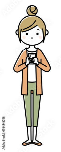 若い女性　ママ　スマホ