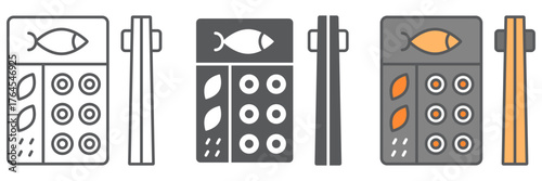 Bento icon, asian and food, japanese lunch box sign, vector graphics, a linear pattern on a white background. editable stroke