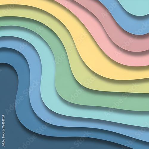 Abstract Multilayered Paper Cut Pastel Wave Vector Background
