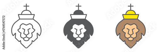 Lion of judah icon, religion and animal, lion head sign, vector graphics, a linear pattern on a white background. editable stroke