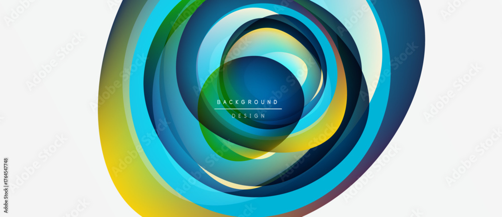 Fototapeta premium Abstract circular design. Vibrant layers create dynamic visual effect. Modern background with gradient colors, smooth transitions.