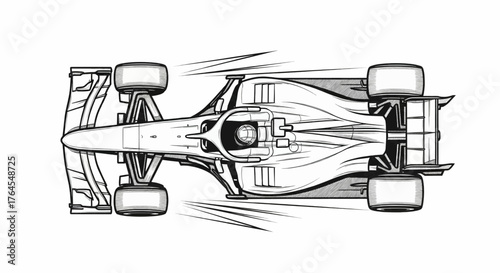 F1 Car 3/4 Top Perspective Vector