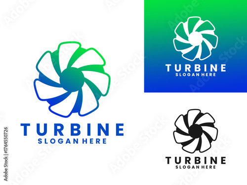 airplane turbine with circle logo design vector template
