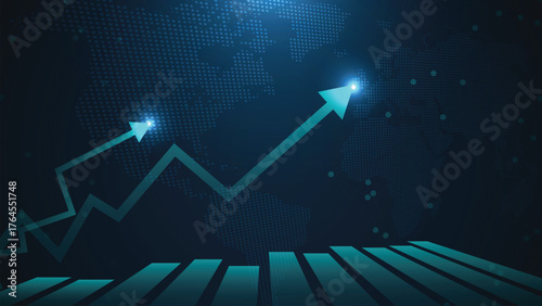Business candle stick graph market investment trading on blue background. Vector
