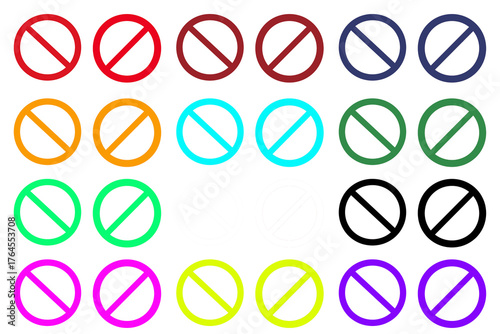 Set aus nicht erlaubt Zeichen isoliert auf weißen Hintergrund, Freisteller