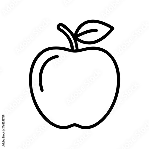  apple showcases its round shape, a small leaf, and stem. This design is ideal for educational materials and graphic projects