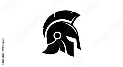 Ancient Spartan Helmet Silhouette Warrior Symbol.