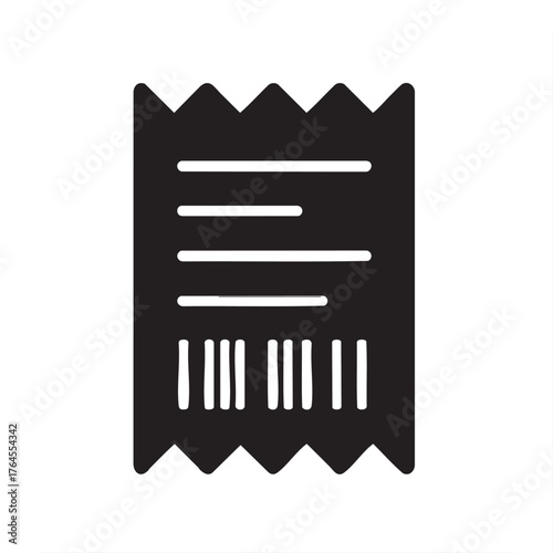 Simple black and white icon depicting a receipt or ticket stub design