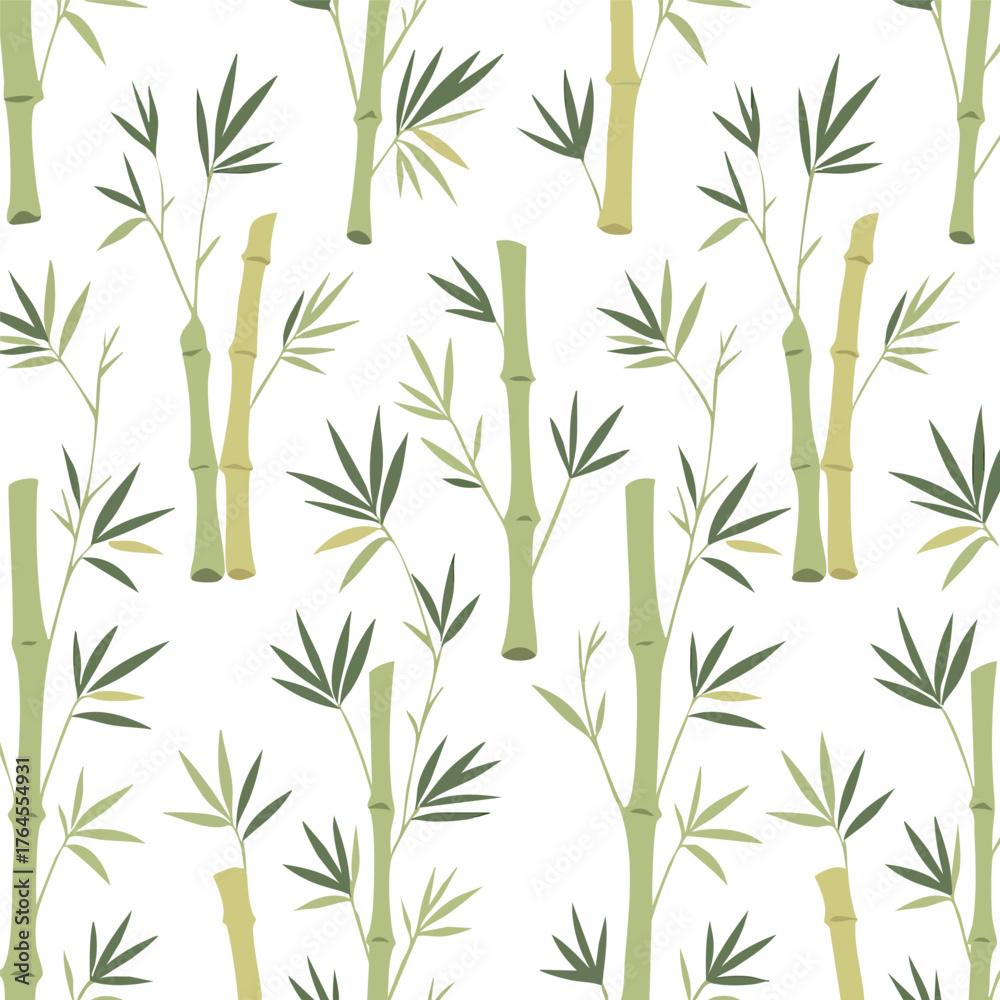 Obraz premium Feel the calm with this seamless pattern of green bamboo stalks. A minimalist, nature-inspired illustration, perfect for creating a modern zen background, wallpaper, or peaceful textile design