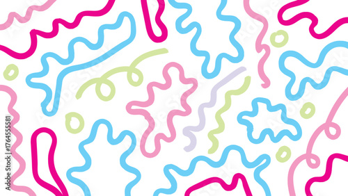 Abstract doodle brush line pattern. Minimal Memphis geometric background with modern curved shapes, doodle squiggles, and simple line. abstract doodle pattern design for wallpaper, textile, and web