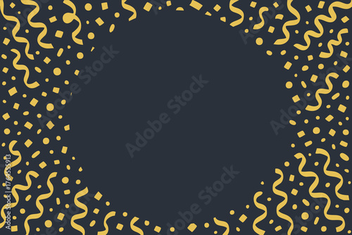 Celebration confetti frame background. festive decorative border with shiny ribbons and scattered shapes, perfect for party invitation, greeting card, or event design template