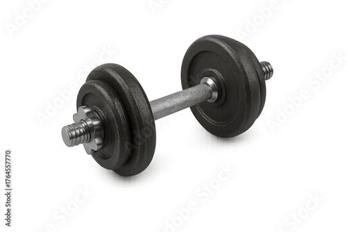 Black Dumbbell Isolated on Transparent Background — Gym Workout Equipment