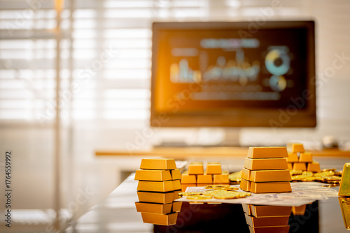 Substantial gold bullion stacks and shining coins represent a key Safe-haven Asset, stabilizing value against Geopolitical Uncertainty and recent Spot Gold price Correction.