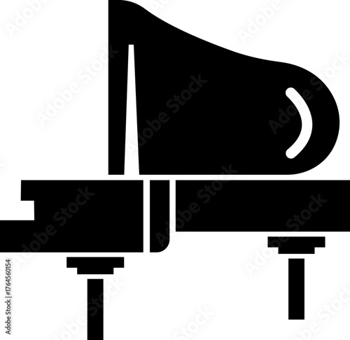 Piano Icon Grand Piano Symbol and Musical Instrument Group, Keyboard, Classical Music, Electric Piano, Melody, Performance, Entertainment Vector in Black Flat Style