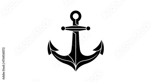 Black Anchor Illustration - Nautical Symbol of Stability and Maritime Heritage.