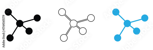 Modern network connections abstract icons symbolizing data science and innovation,Set of molecule icons isolated on white background in different styles