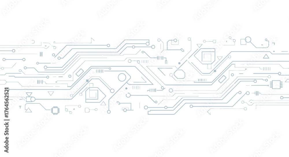 Obraz premium Futuristic circuit board pattern with geometric shapes and lines