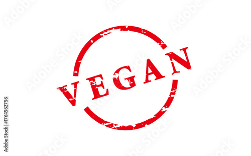 VEGAN - Red Rubber Stamp with text VEGAN
