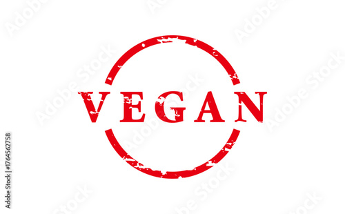 VEGAN - Red Rubber Stamp with text VEGAN
