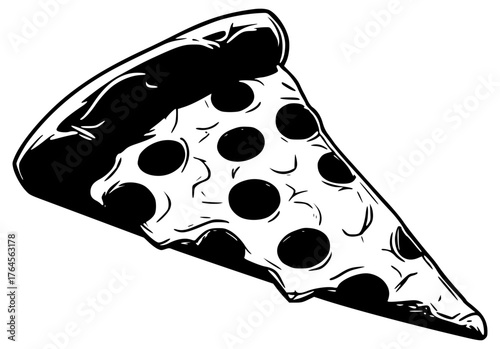 Vector illustration of a pizza slice with sausage