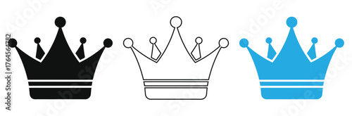 Crown icons set. Crown symbol collection. Royalty, Kings, Queens, and Heraldic Symbols in Vector Illustration,Elegant crowns emblems for royalty, leadership and success concept designs