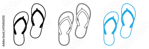 Elegant high heel shoe icons in black, outline, and blue show fashion styles,Three high heel shoe icons in black, outline and blue isolated on white background