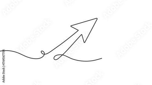 Direction arrow. Financial growth .Business concept. One line drawing. 