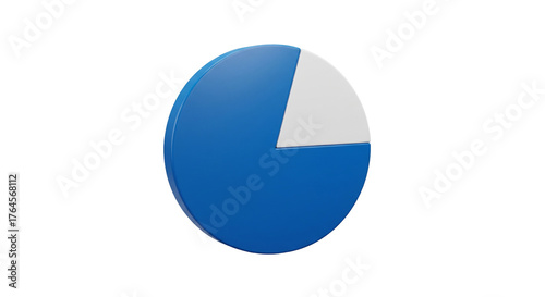 Minimalist 3D Blue Pie Chart Showing 75% Data Segmentation