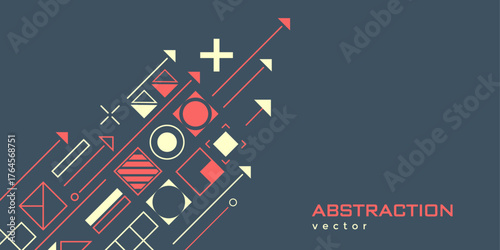 Technology background. Abstract background of geometric shapes. Futuristic digital hi-technology banner. Vector illustration.