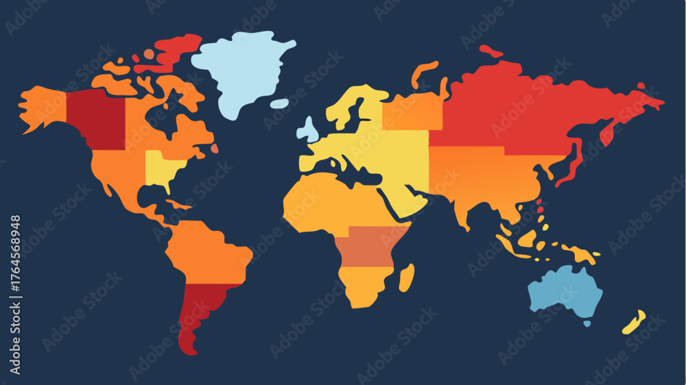 Obraz premium A heat map displaying regional sales performance with varying shades to represent different levels of success across territories.