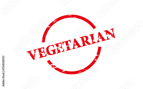 VEGETARIAN - Red Rubber Stamp with text VEGETARIAN
