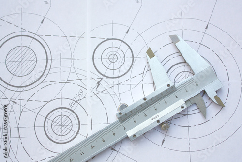 Engineering industrial background. Technical drawing .Technology banner.