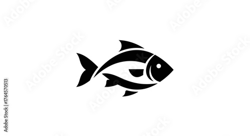 Black fish silhouette on white background simple illustration design.