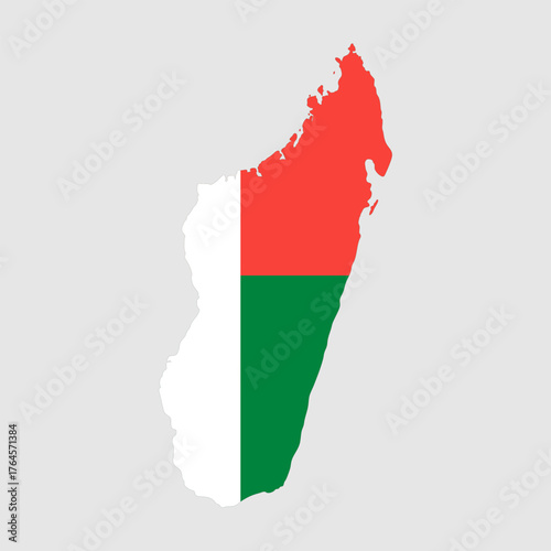 Abstract Madagascar map. Map of Madagascar with flag. Template, 