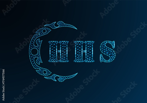 Low poly letter logo HHS design. HHS letter logo low poly vector design on blue color gradient background. HHS logo low poly design