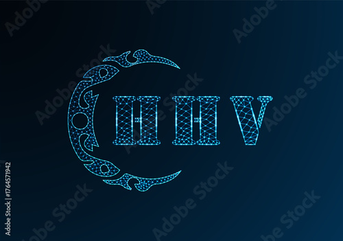 Low poly letter logo HHV design. HHV letter logo low poly vector design on blue color gradient background. HHV logo low poly design