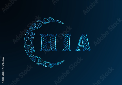 Low poly letter logo HIA design. HIA letter logo low poly vector design on blue color gradient background. HIA logo low poly design