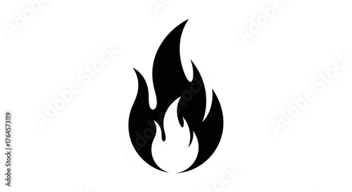 Black flame icon representing fire and burning with intense heat and energy.